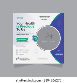 Medical healthcare social media baner design, web banner template