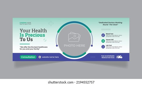 Medical healthcare social media banner design, web banner template, timeline cover post