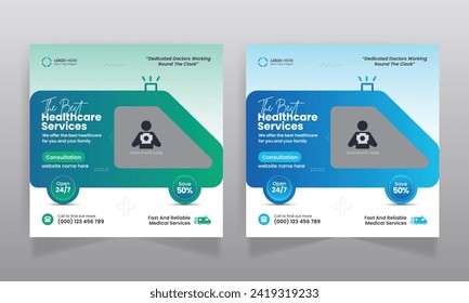 Medical healthcare social media banner design and web banner template