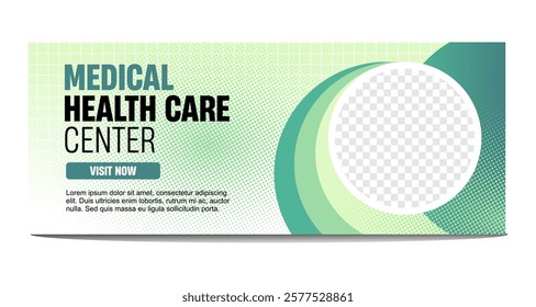 Medical healthcare social media banner design, web banner template, timeline cover post. Vector Eps