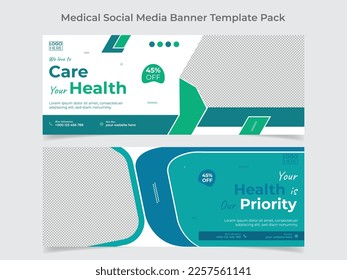 Medical healthcare social media cover design and web banner design template