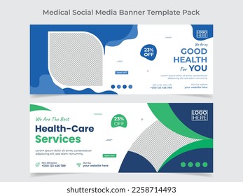 Medical healthcare social media cover design and web banner design template