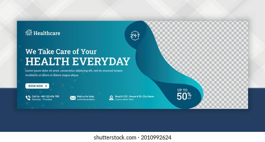 Medical and Healthcare social media and Digital marketing cover vector template, advertising design, social media timeline banner post