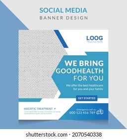 Medical and healthcare social media post template,Editable Healthcare Social Media Banner Template