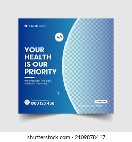 Medical healthcare social media post and web banner template design