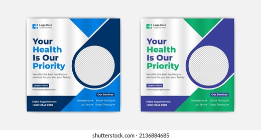 Medical healthcare social media post template