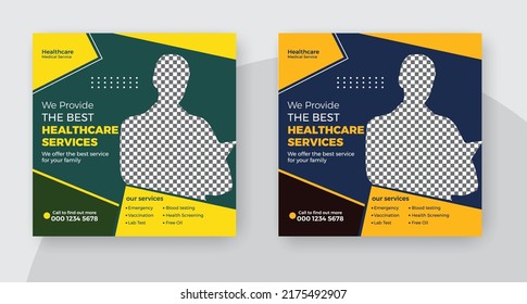 Medical healthcare social media post template banner design