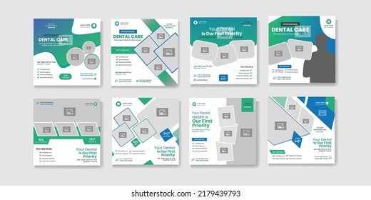 Medical healthcare social media post. Medical Social Media Post Template. Medical service social media design. promotion square web banner for hospital and clinic. dentist health business marketing ad