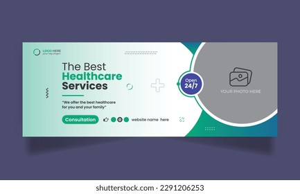 Medical healthcare social media post design and web banner template