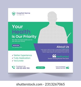 Medical healthcare social media post template design, medical social media post design template, promotional medical square web banner for hospital, medical instagram post template, clinic