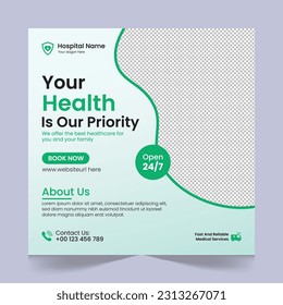 Medical healthcare social media post template design, medical social media post design template, promotional medical square web banner for hospital, medical instagram post template, clinic