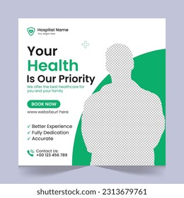 Medical healthcare social media post template design, medical social media post design template, promotional medical square web banner for hospital, medical post design template for clinic