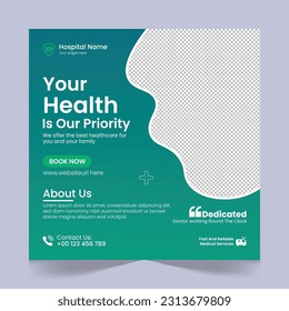 Medical healthcare social media post template design, medical social media post design template, promotional medical square web banner for hospital, medical post design template for clinic