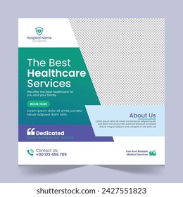 Medical healthcare social media post template design, medical social media post design template, promotional medical square web banner for hospital, medical post design template for clinic
