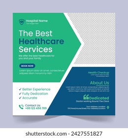 Medical healthcare social media post template design, medical social media post design template, promotional medical square web banner for hospital, medical post design template for clinic
