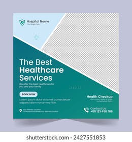 Medical healthcare social media post template design, medical social media post design template, promotional medical square web banner for hospital, medical post design template for clinic
