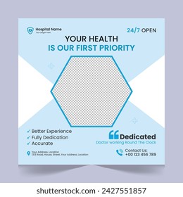 Medical healthcare social media post template design, medical social media post design template, promotional medical square web banner for hospital, medical post design template for clinic
