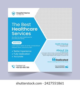 Medical healthcare social media post template design, medical social media post design template, promotional medical square web banner for hospital, medical post design template for clinic
