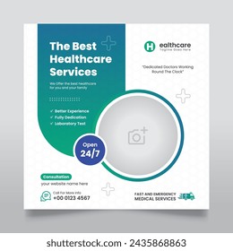 Medical healthcare social media post flyer design and hospital clinic or doctor banner template.