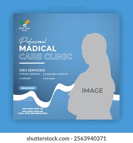 Medical healthcare social media post or promotion banner template