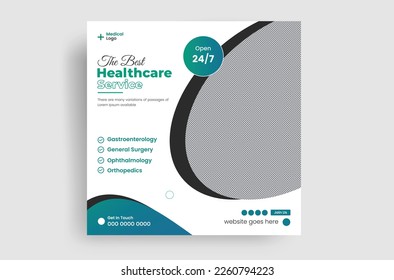 Medical Healthcare Social media template. promotion square web banner for hospital and clinic doctor Instagram post design