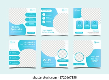 Medical healthcare square banner for social media post template