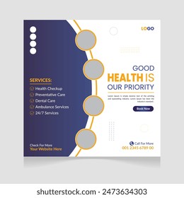 Medical and healthcare square banner Social media post template design.