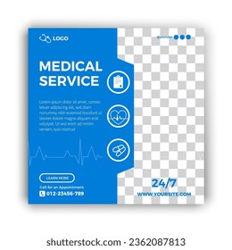 Medical and healthcare square post banner template design for social media post, and web ads.