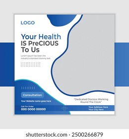 Medical healthcare square social media post web banner template Medical social media post design.