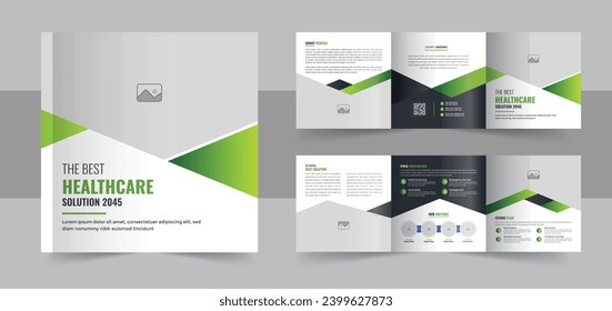 Medical or healthcare square trifold brochure template or Square trifold medical brochure design for checkup, treatment. Medical, healthcare square trifold brochure Clinic Business Brochure template