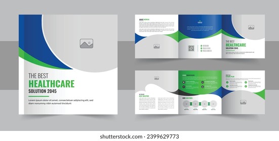 Medical or healthcare square trifold brochure template or Square trifold medical brochure design for checkup, treatment. Medical and health care Modern Square Trifold brochure design vector eps