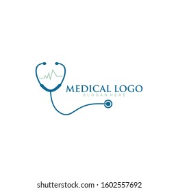 medical healthcare stethoscope heartbeat diagnostic vector logo design template