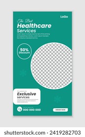 Medical healthcare story design and medical social media post, editable healthcare social media banner template design