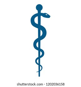 Medical or Healthcare symbol - Staff of Asclepius or Caduceus icon isolated on white background. Vector illustration