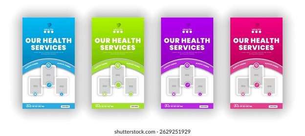 Medical healthcare table tent banner template. Display doctor service promotion on table, menu card for restaurant, billboard, rollup