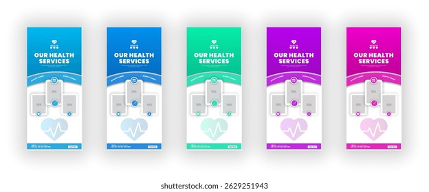 Medical healthcare table tent banner template. Display doctor service promotion on table, menu card for restaurant, billboard, rollup