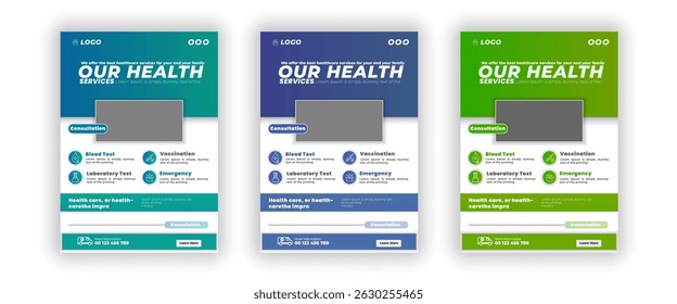 Medical healthcare table tent banner template. Display doctor service promotion on table, menu card for restaurant, billboard, rollup in abstract blue