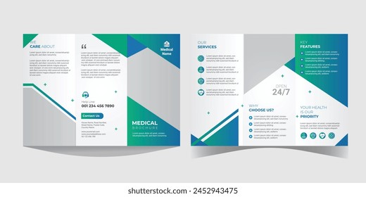 Medical or Healthcare tri-fold brochure design template 