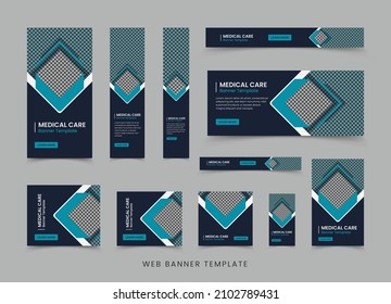 Diseño de banners web de atención médica en vector