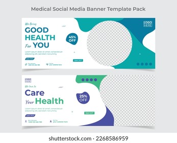 Medical healthcare web banner design and social media cover design template
