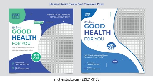 Medical healthcare web banner or square flyer or social media post template design