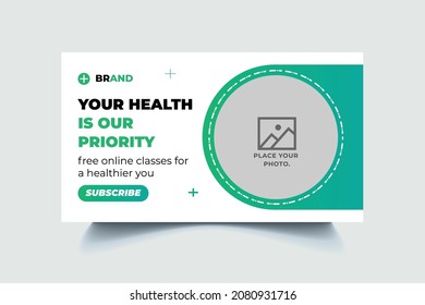 Medical healthcare web banner template and video thumbnail. Editable promotion banner design. Dental hospital clinic social media layout