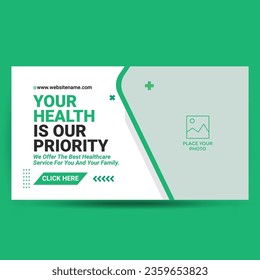 Medical healthcare web banner template and video thumbnail. Editable promotion banner design
