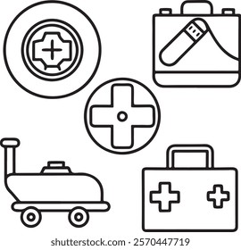 Medical and Healthcare web icons in line style. Medicine, check up, doctor, dentistry, pharmacy, lab, scientific discovery, collection.