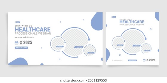 Medical Healthcare webinar banner social media template. Abstract minimalist medical healthcare services. Eps vector illustration.