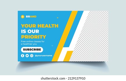 Medical Healthcare Youtube Thumbnail And Web Banner. Editable Promotion Banner Design