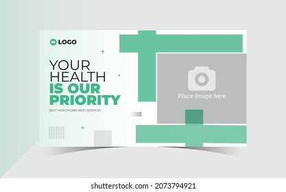 Medical Healthcare Youtube Video Thumbnail Template And Fully Editable Web Banner For Hospital Clinic Business Template. Social Media Thumbnail Video Cover Photo For Promotion Download