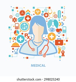 Medical and healthy care concept design on white background,clean vector
