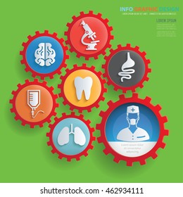 Medical and healthy care concept design,gear info graphic,vector