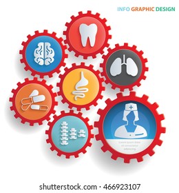 
Medical and healthy care concept design,gear info graphic,vector